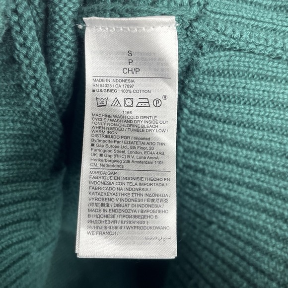 Gap Cable Knit Sweater Green Womens Small Preppy Fisherman Crewneck Heritage - Picture 5 of 7